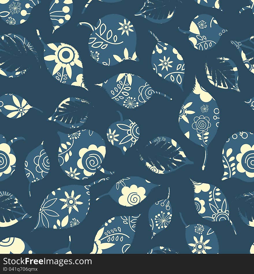 Seamless pattern with leaves