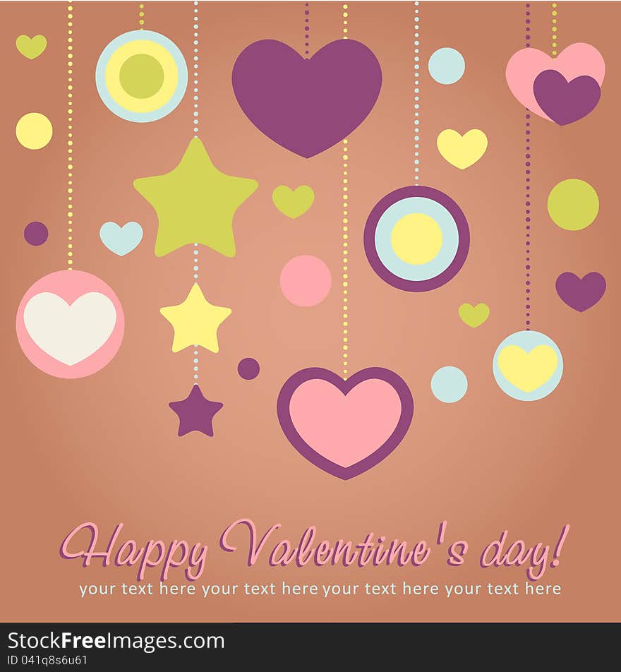 Cute Valentine love congratulation card with border of hearts. Cute Valentine love congratulation card with border of hearts