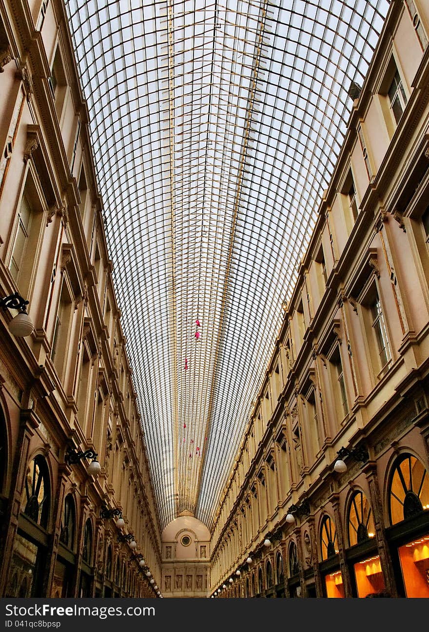 Glasses roof of building in Brussels on grand place. Glasses roof of building in Brussels on grand place.