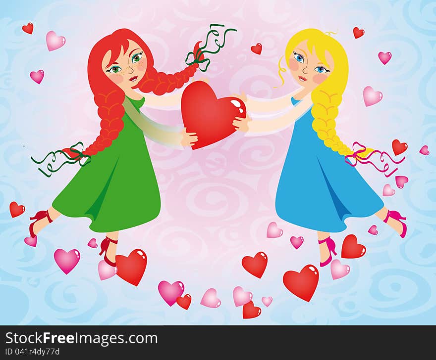 Lovely illustration for a holiday of love. Lovely illustration for a holiday of love