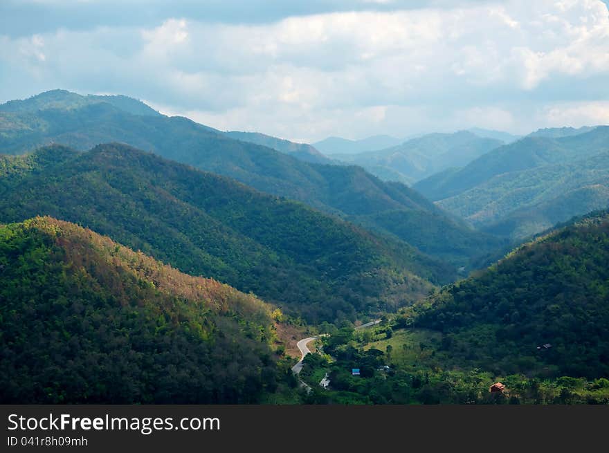 The mountain landscape was shot from Doi Leng, Phrae, Thailand. The mountain landscape was shot from Doi Leng, Phrae, Thailand.