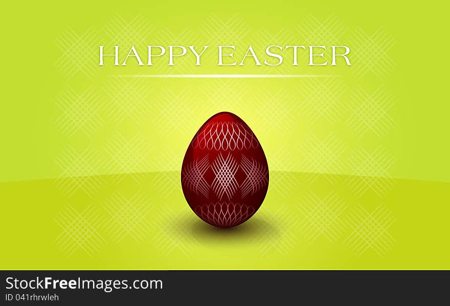 Happy easter red egg on green