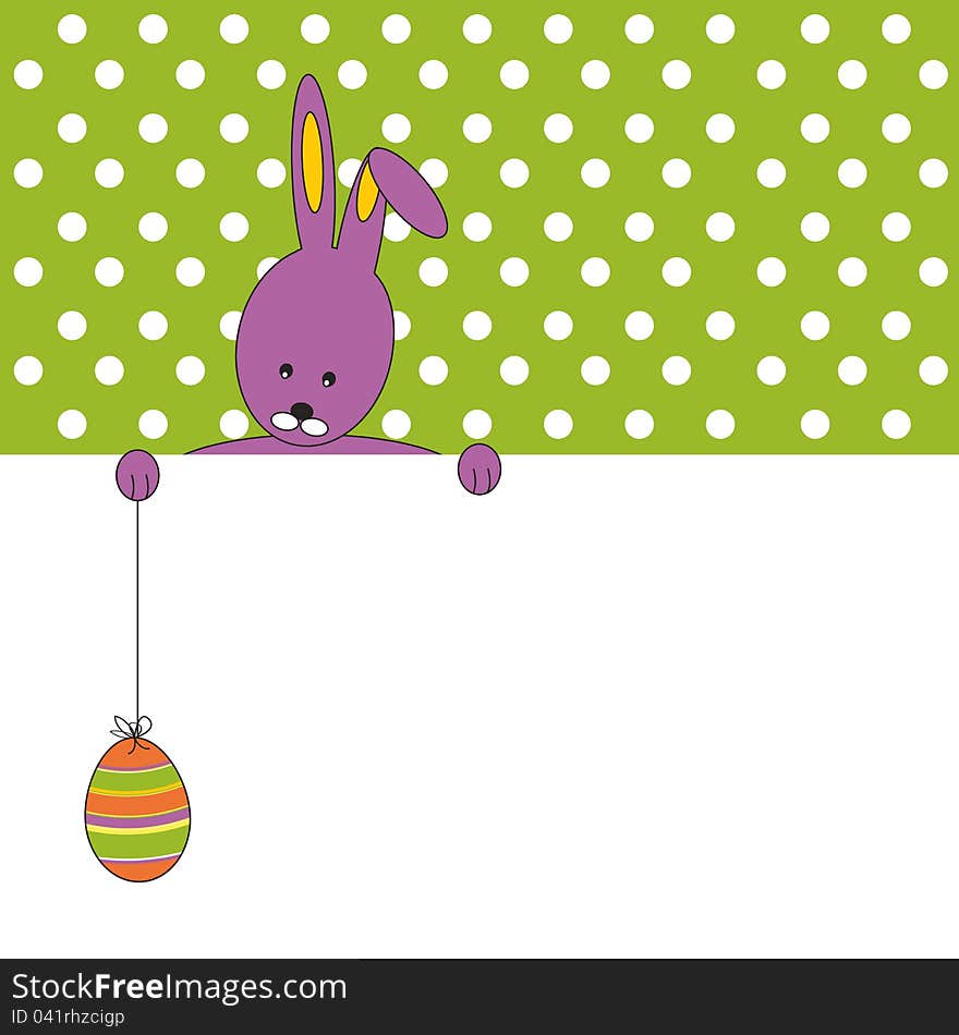 Easter colorful card with rabbit and egg. Easter colorful card with rabbit and egg