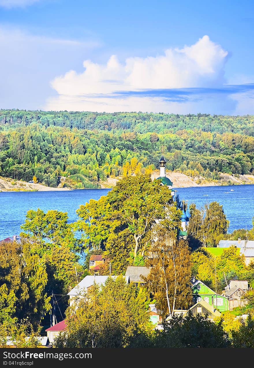 Old city of Pljos over Volga river. Ivanovo region. Russia. Old city of Pljos over Volga river. Ivanovo region. Russia