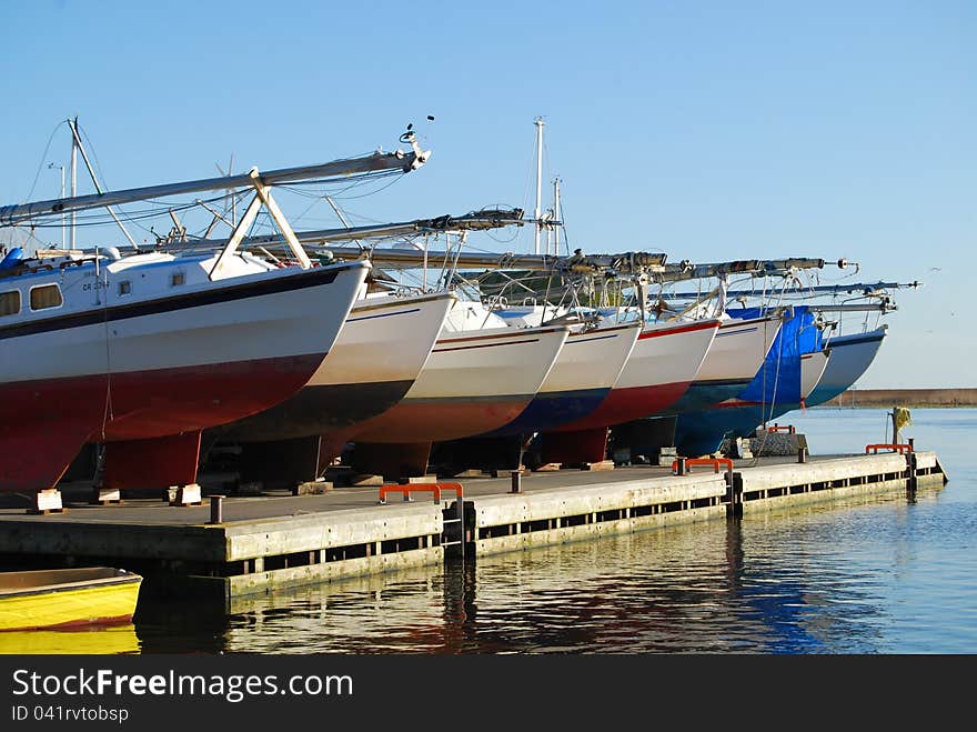 Yachts birthed in harbour