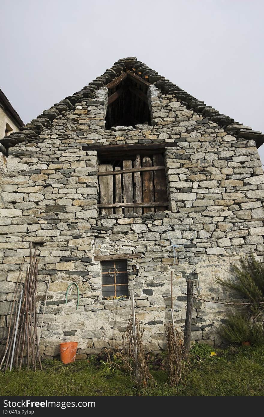 Old house made of stone on the mountains