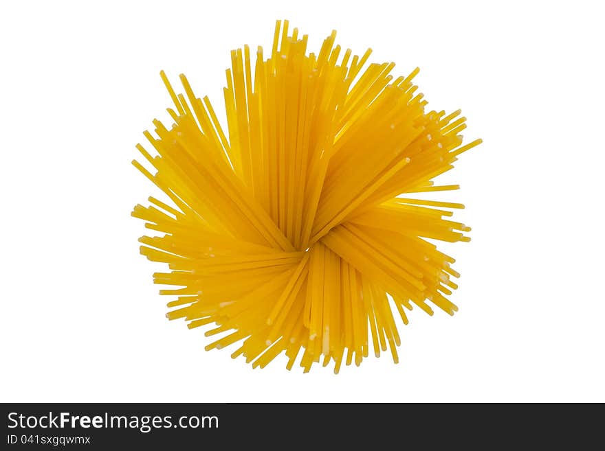 A bunch of pasta fan on a white background