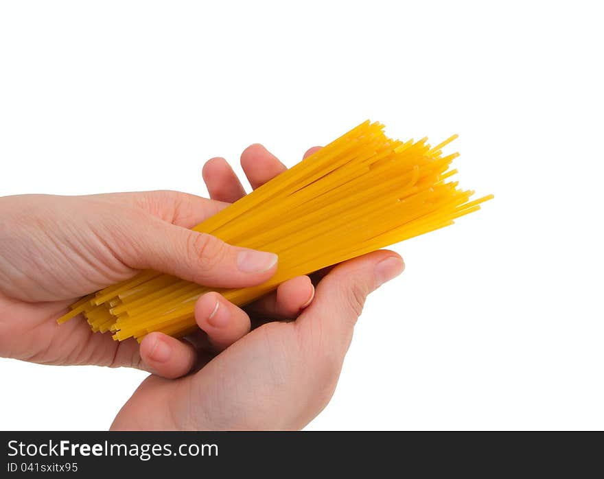 A bunch of pasta fan on a white background