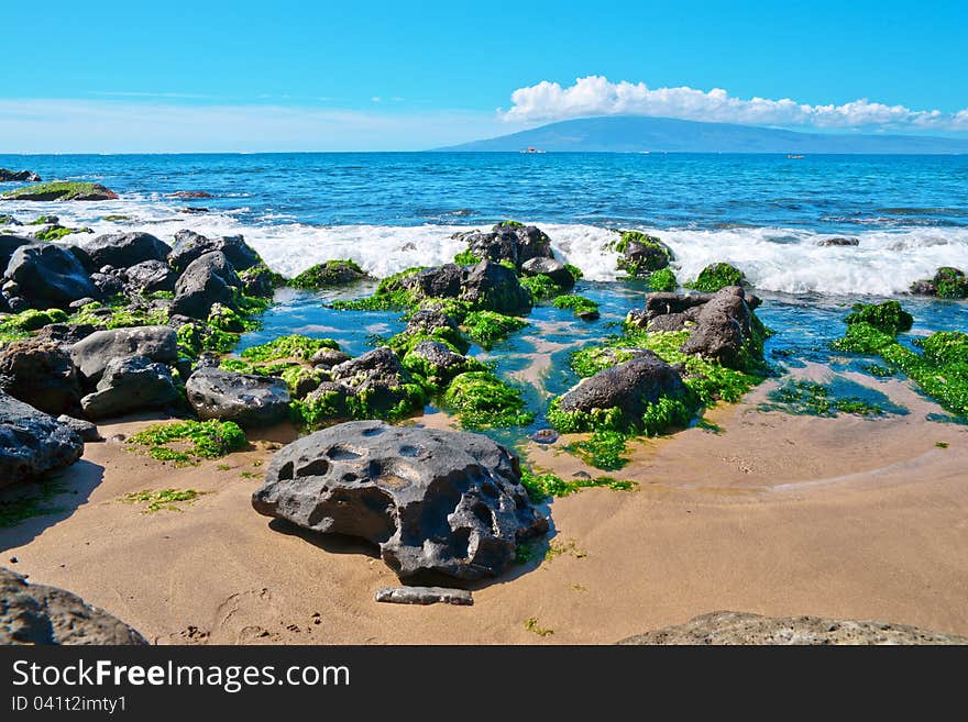 Rocks, Pacific ocean the island of Maui