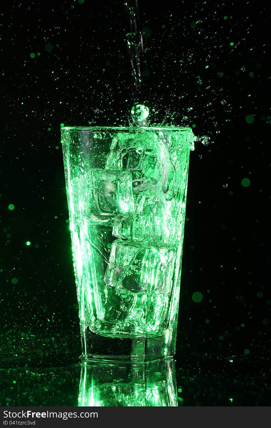 Green acid cocktail with ice