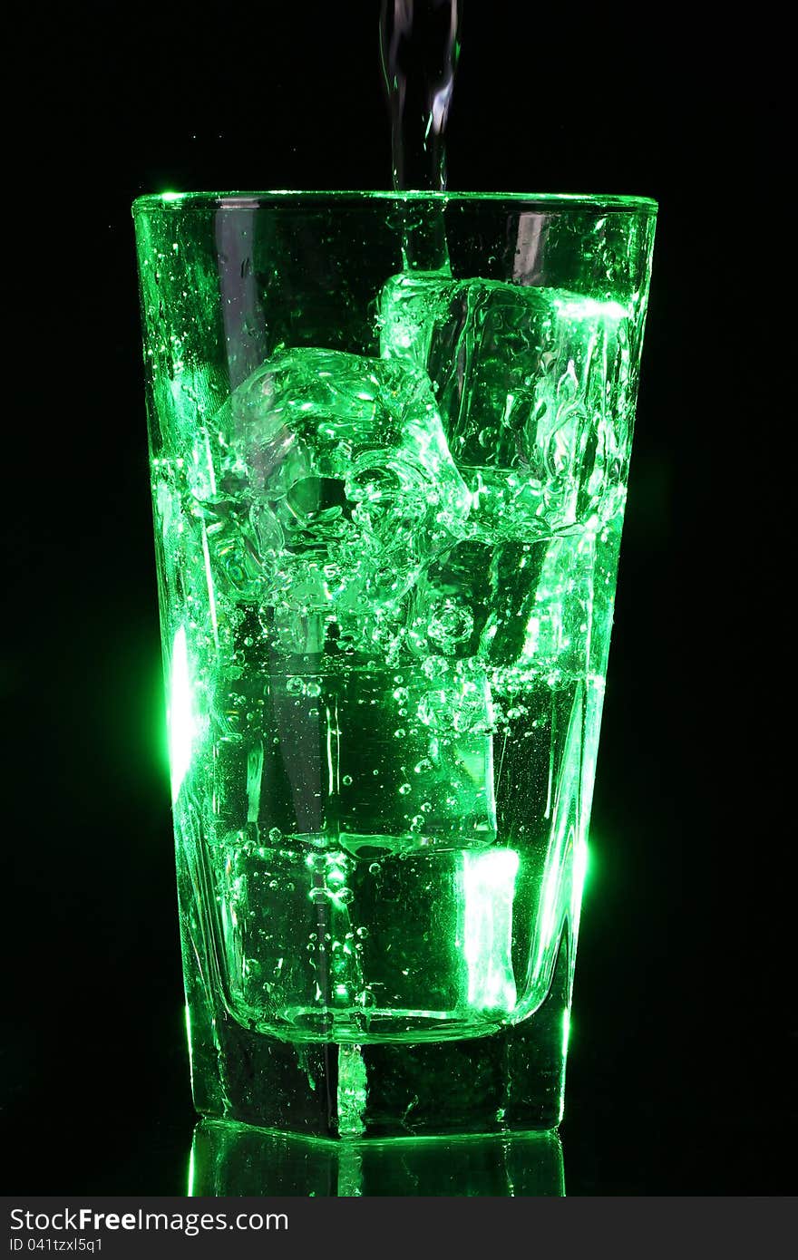 Green acid cocktail with ice