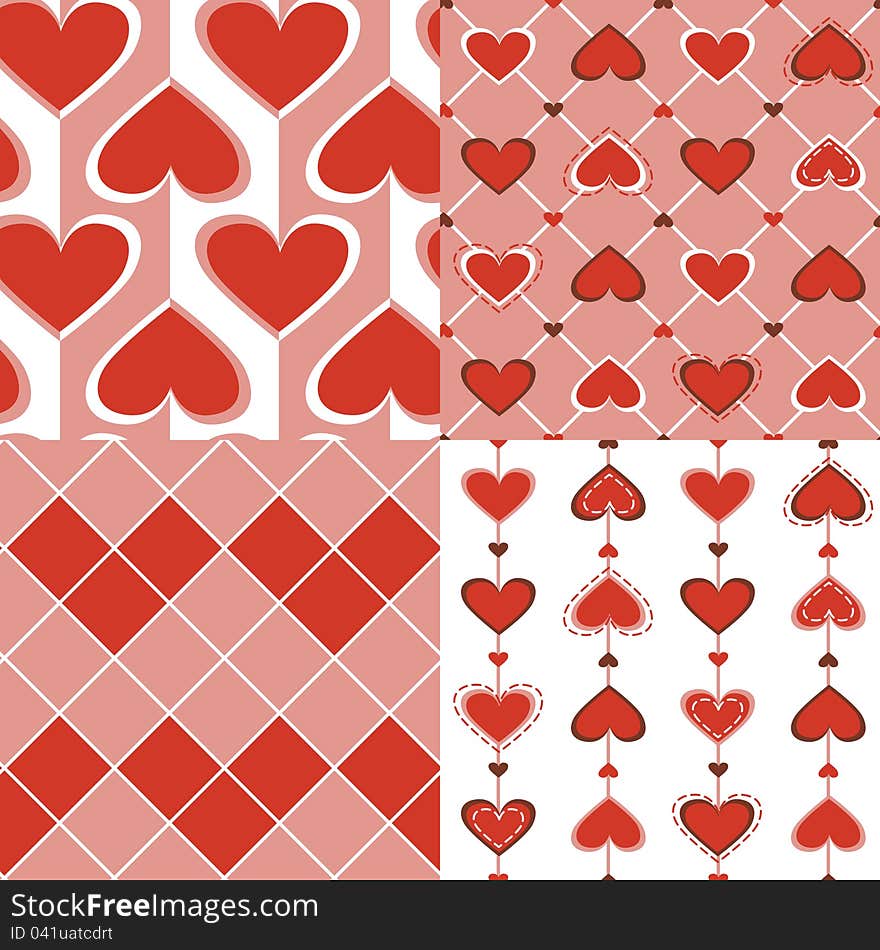 Seamless Valentine and Card Valentine collection. background textures in red and pink colors