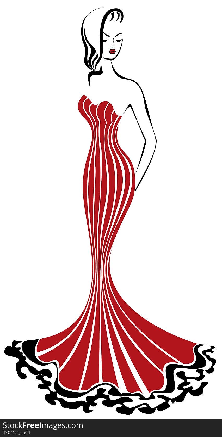 Beautiful elegant woman in a long red dress. Beautiful elegant woman in a long red dress