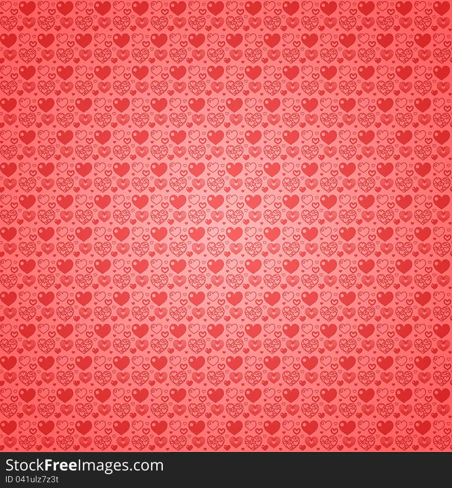 Seamless Pattern Light Red Hearts