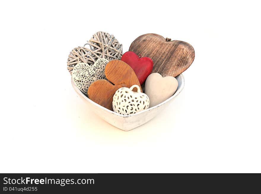 Valentines hearts in a bowl