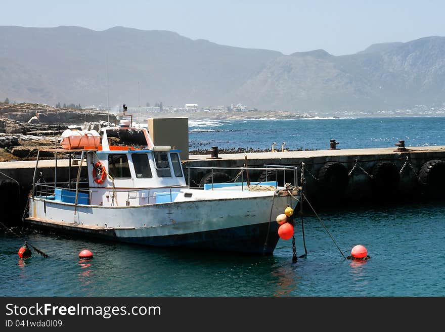 Fishing trawler moored in a harbour