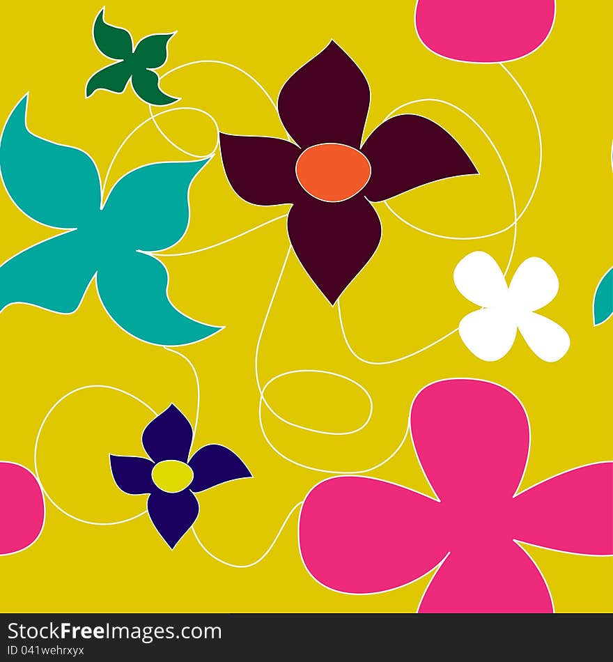 Simple summer seamless pattern on yellow background