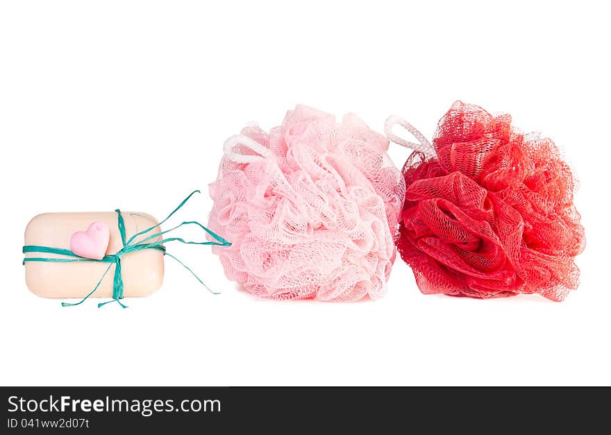 Still-life of bathroom items on a white background. Still-life of bathroom items on a white background