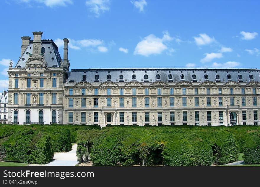 Louvre from Tuileries Garden in Paris, France