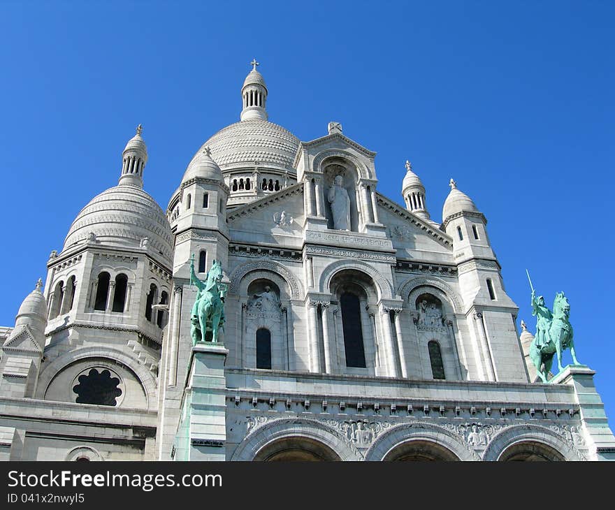 Front detail of Sacre Ceure cathedral Paris