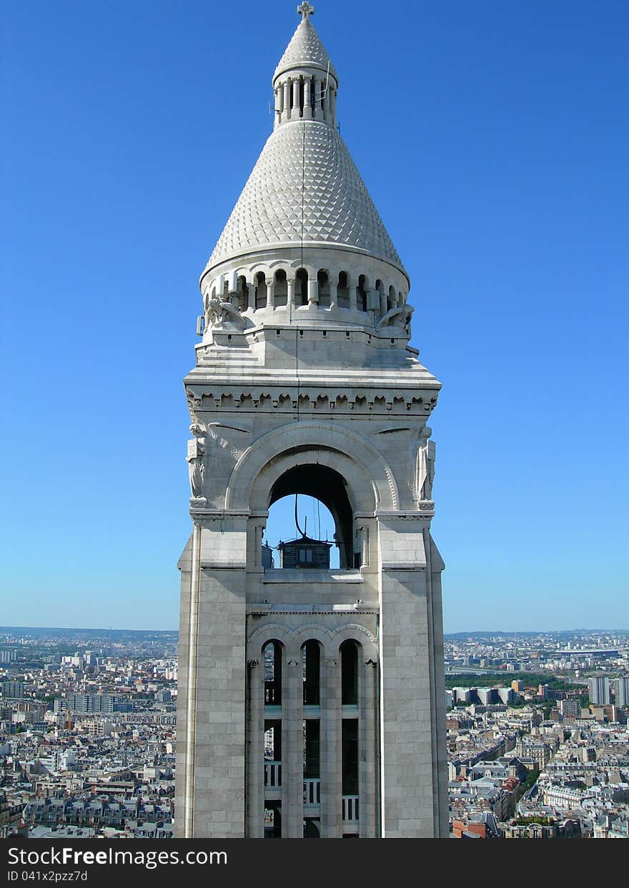 Sacre Ceure Tower On Paris Aerial View