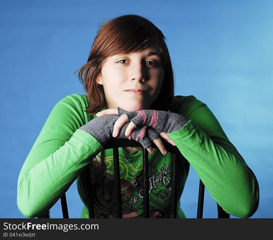 Girl looking relaxed at camera