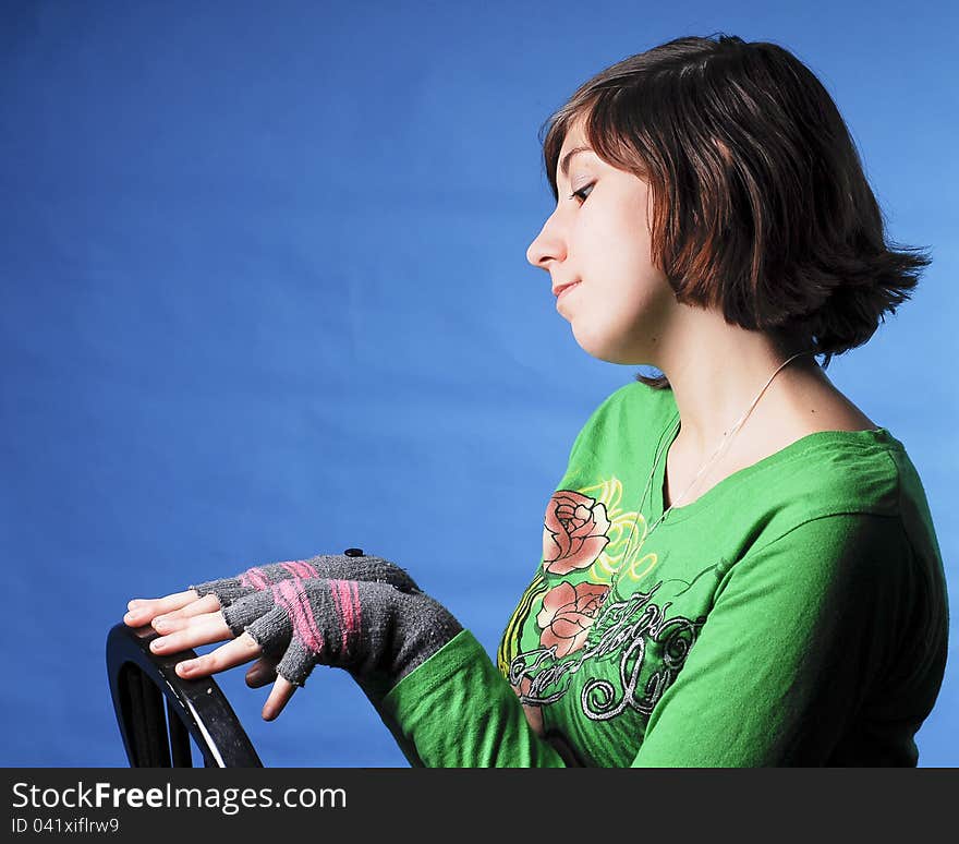 Girl pretending to play the piano