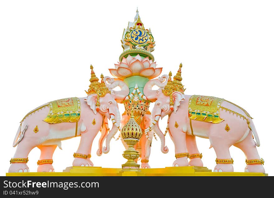 Street decoration in Bangkok with three Erawan three-headed elephants to celebrate the 84th birthday of H.M. King Bhumipol Adulyadej on 5 December 2011.