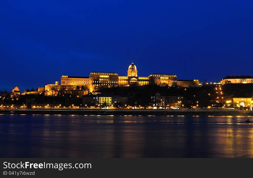 Royal palace at night, Budapest, Hungary