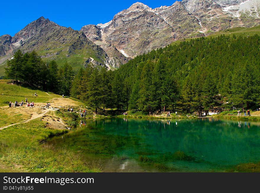 Cervino-Matterhorn Blue Lake Breuil-Cervinia Italy