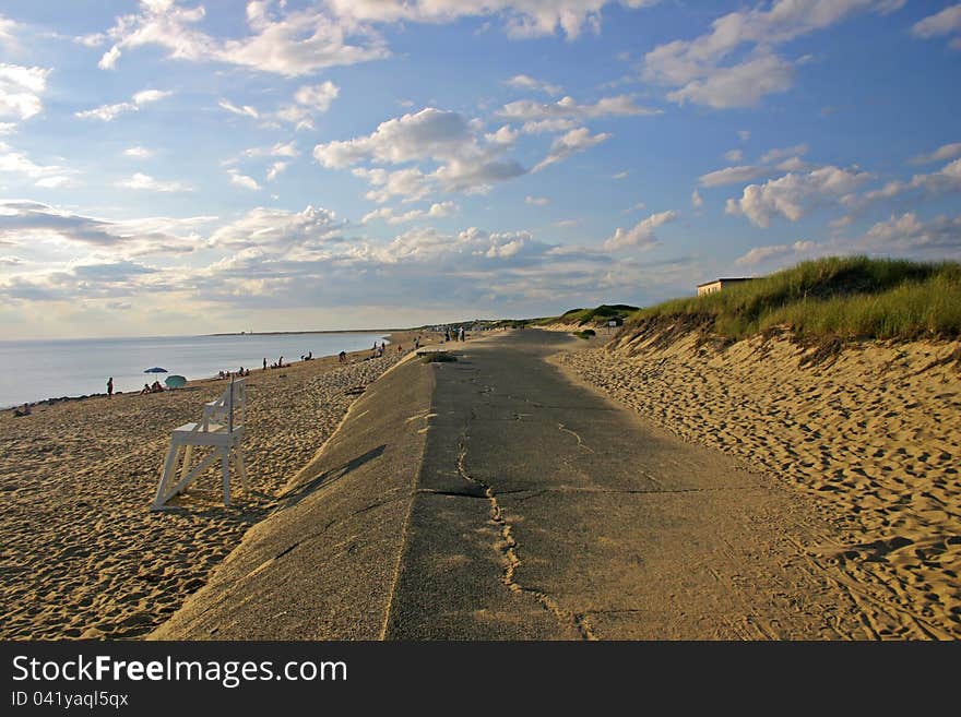 Beautiful image of a sand northern beach at sunset