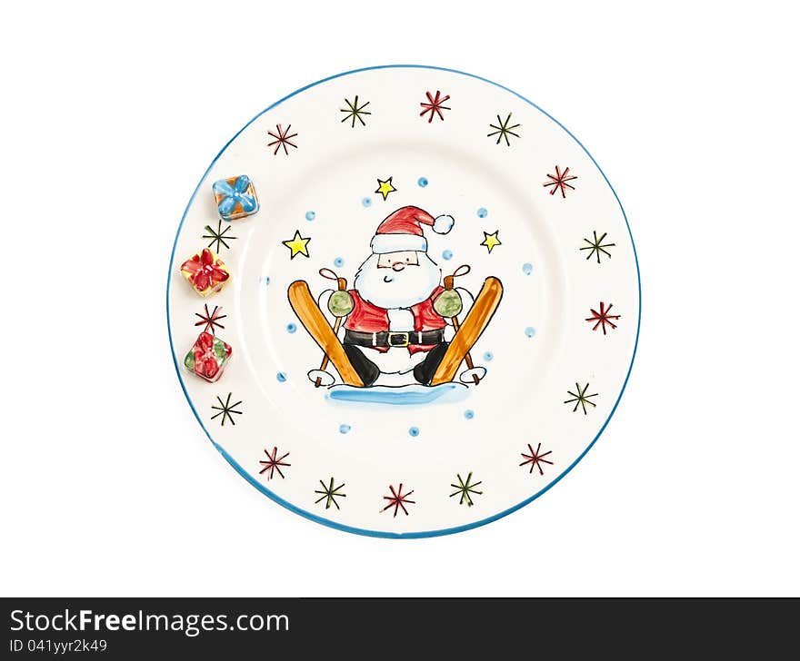 Santa Claus Painting On Plate