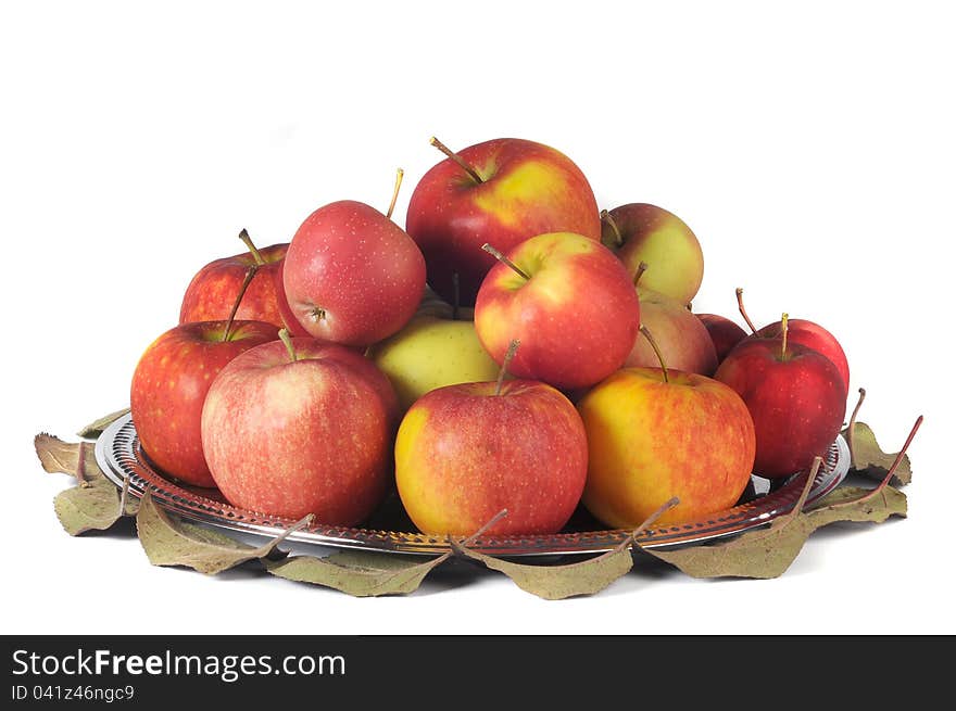 Apple on a tray are isolated