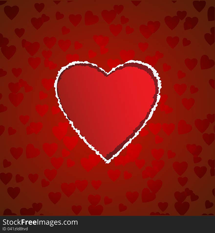 Heart shaped torn paper.Vector Valentine's card