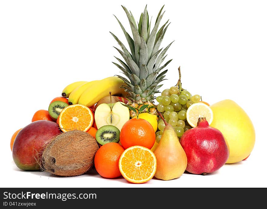 Group of fruits mixed vitamin