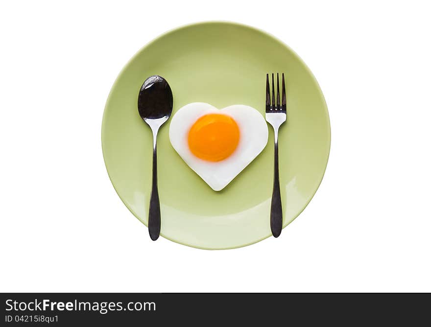 Fried Egg Heart And Spoon