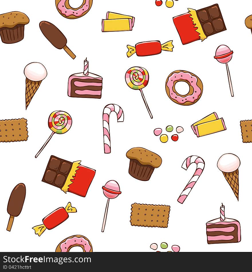 Seamless pattern with bright sweets