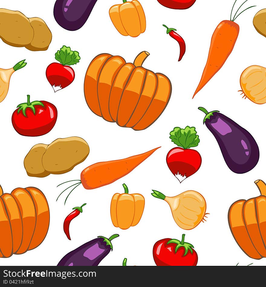 Seamless Pattern With Bright Vegetables