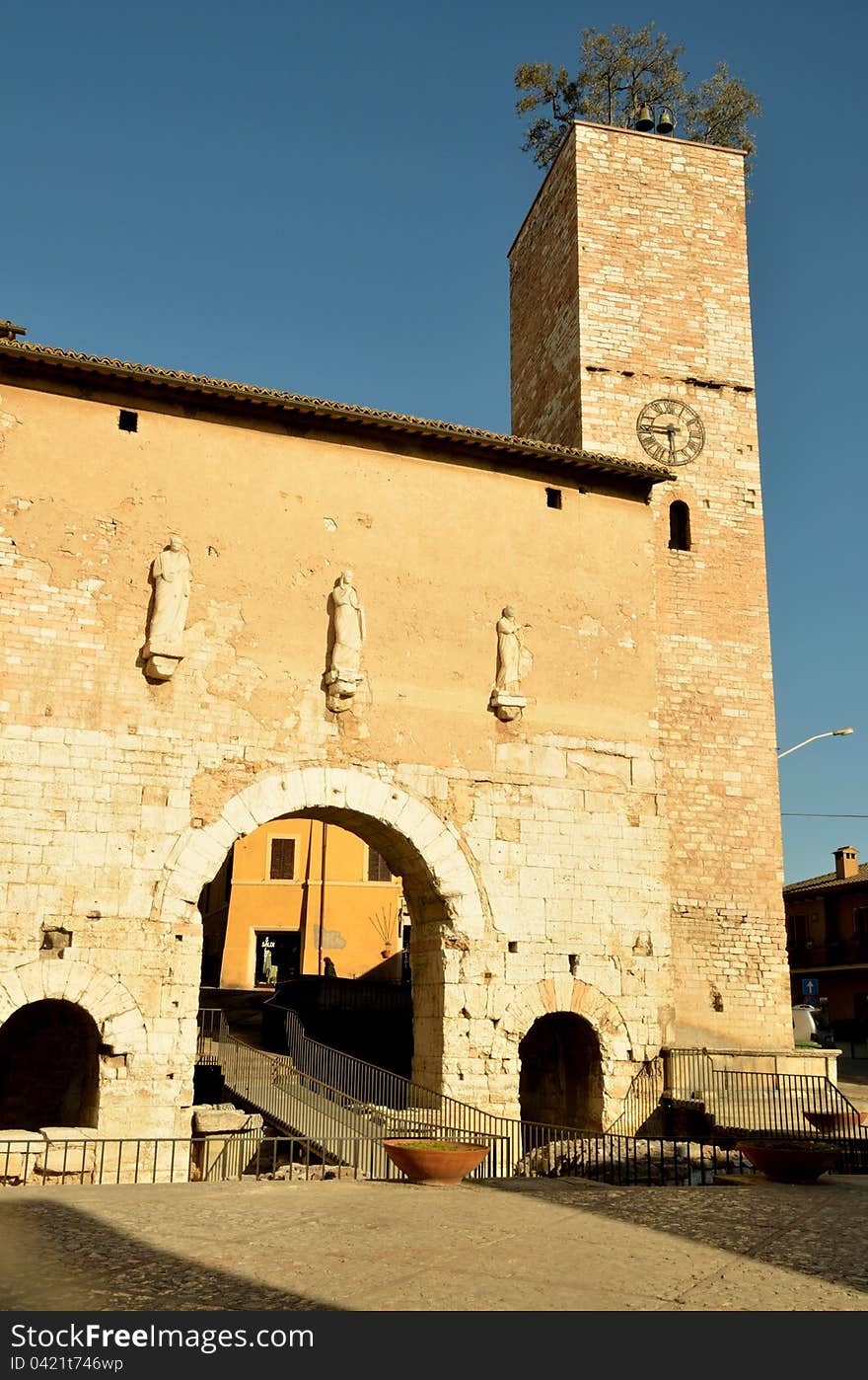 Perspective of the Clocktower. Spello. Umbria.