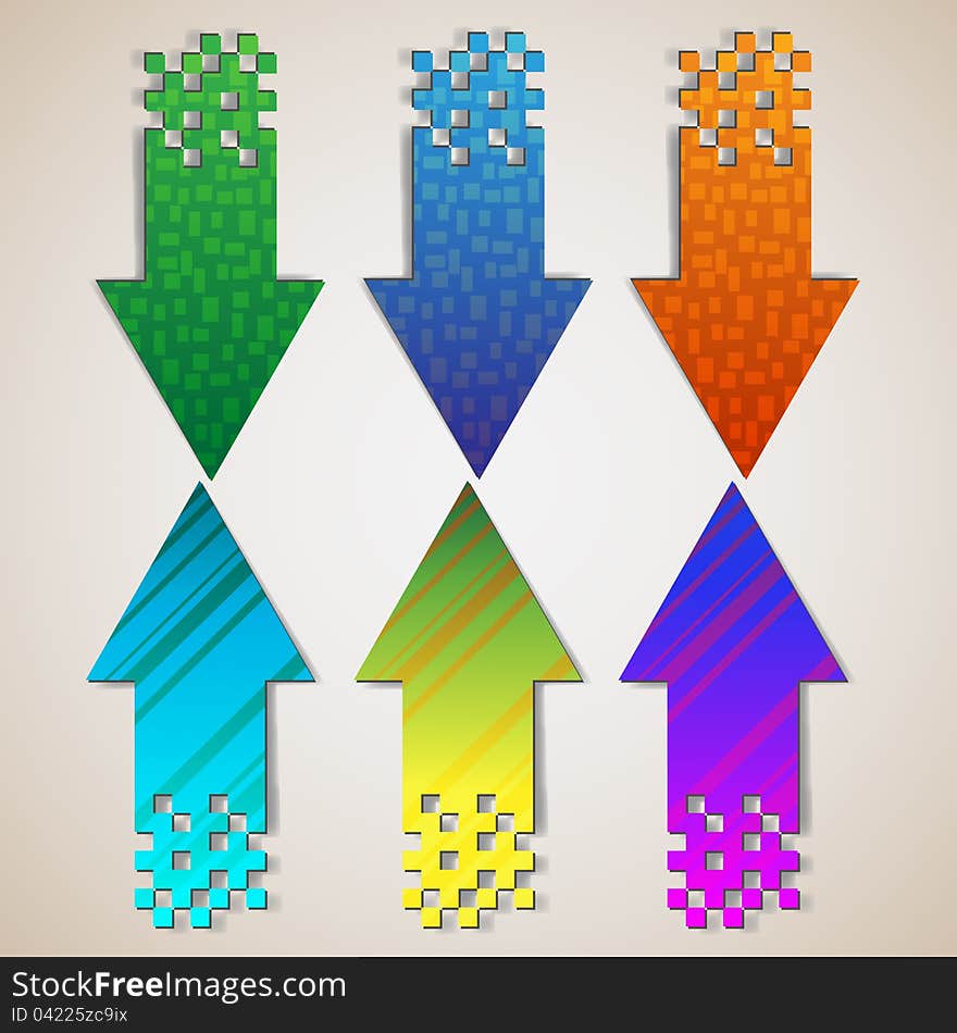 Textured arrows.Design elements.Vector set