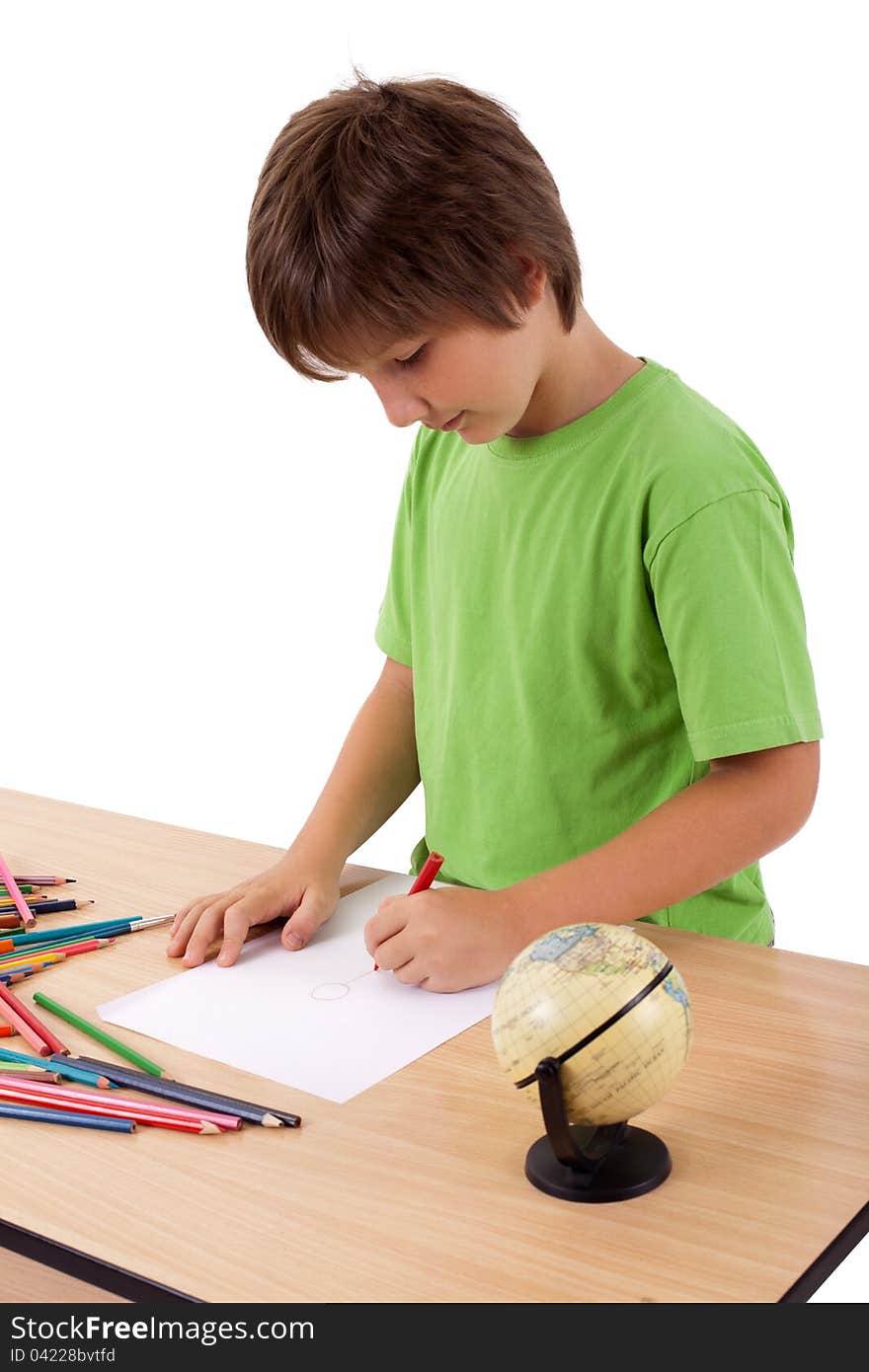 Young Boy Near Table Drawing