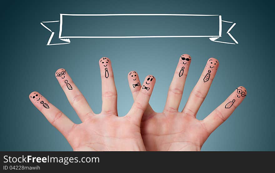 Happy Group Of Finger Smileys