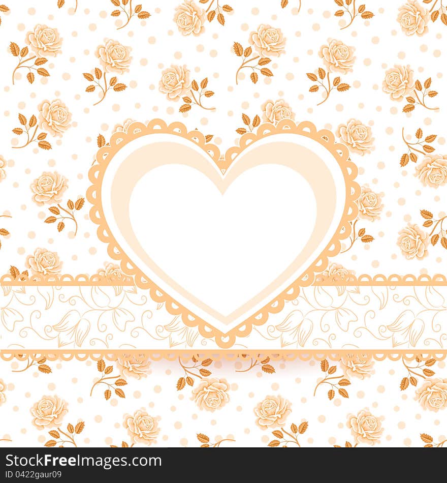 Background With Roses, Greeting Card Template