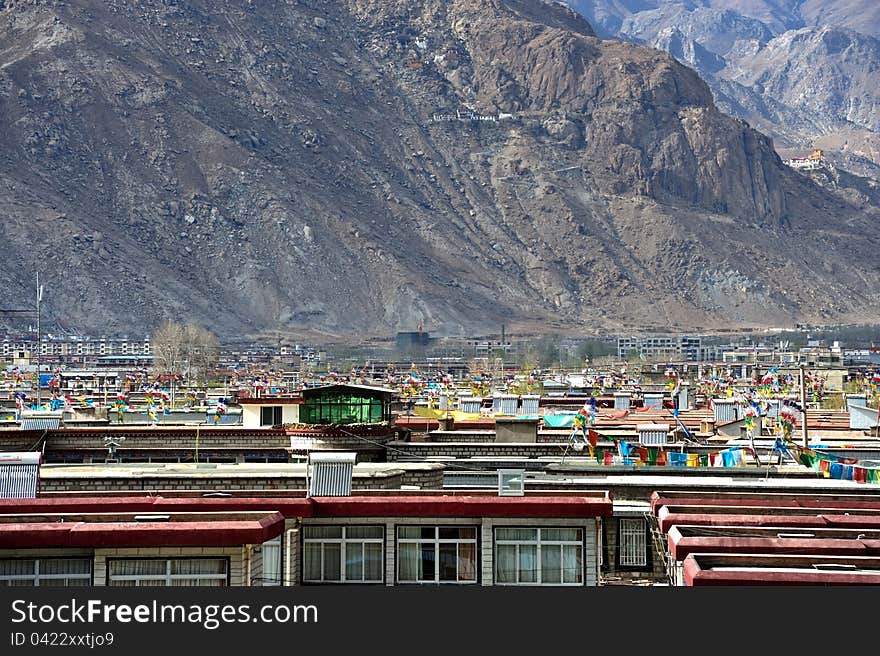 City of lhasa viewed from potala palace. City of lhasa viewed from potala palace