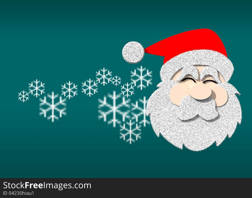 Graphic Santa on blue background  for christmas day and happy new year.