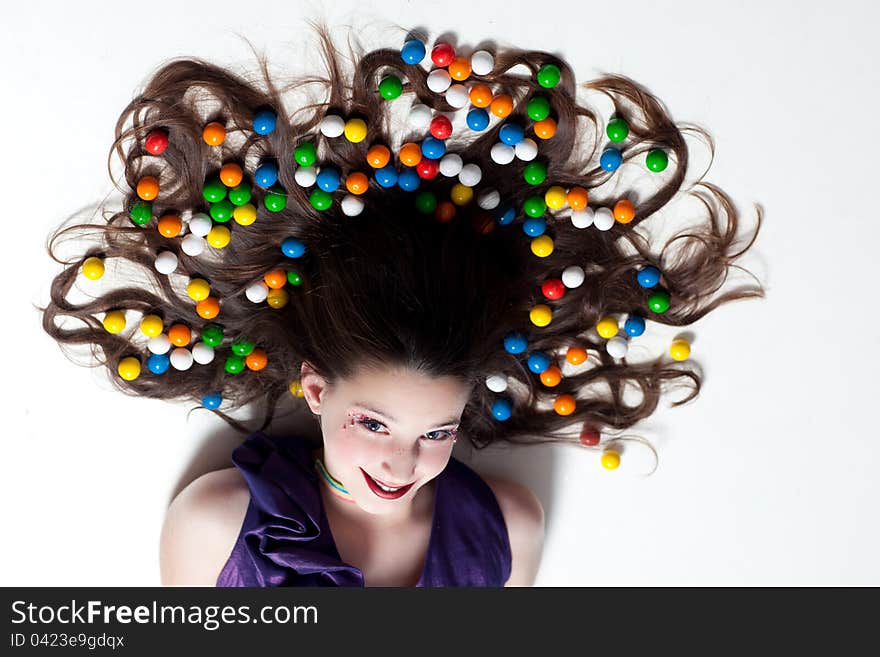 Pretty Girl with Candy Makeup