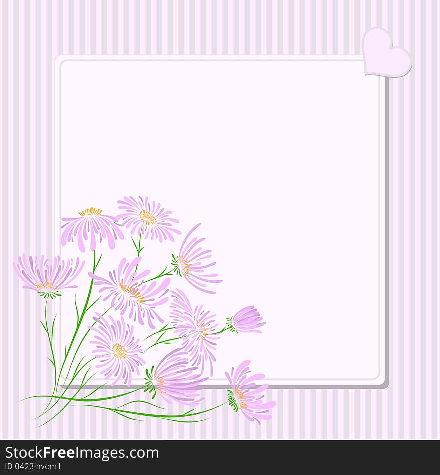 Vector greeting card with flowers for valentine's day. Vector greeting card with flowers for valentine's day.