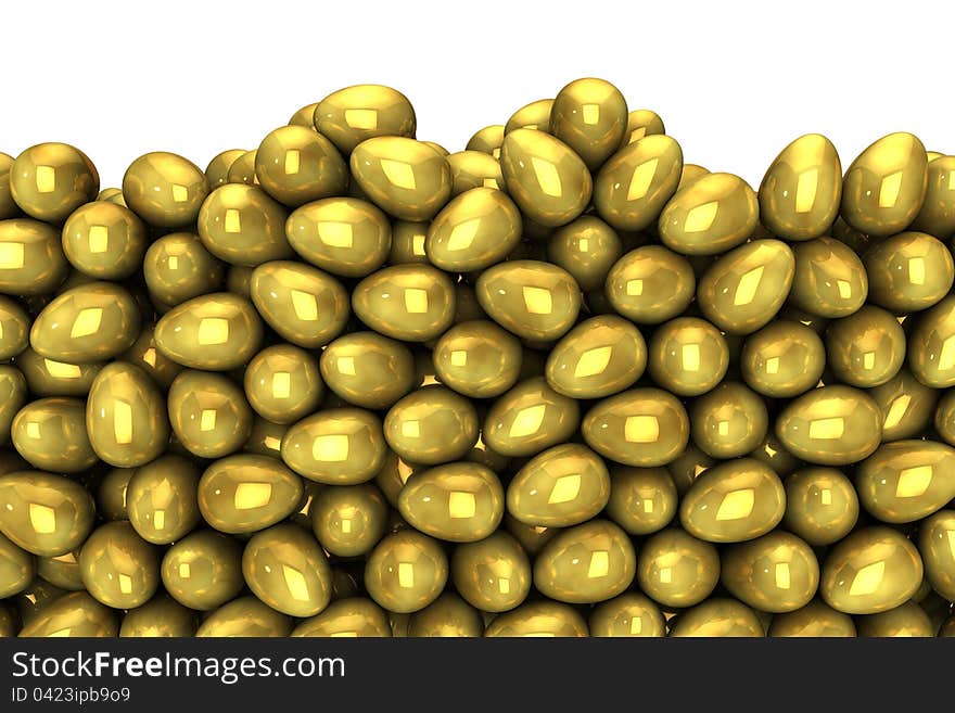 Gold eggs generated with 3D software