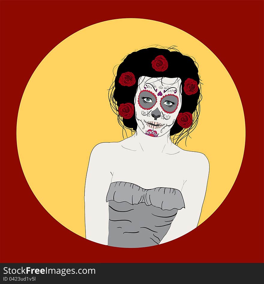 Woman as sugar skull. Day Of Dead Girl