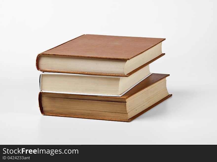 Three blank books on white. Three blank books on white